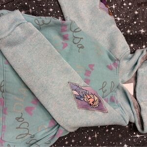 Disney Girls Aqua Purple Elsa Hoodie Sweatshirt